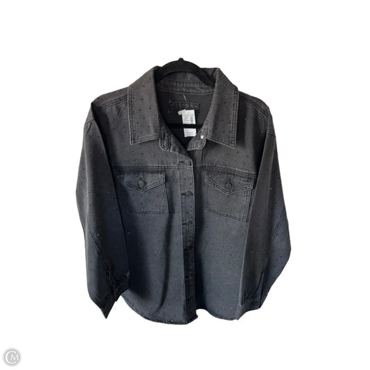 Jacket Shirt By Maurices In Black & Grey, Size: L