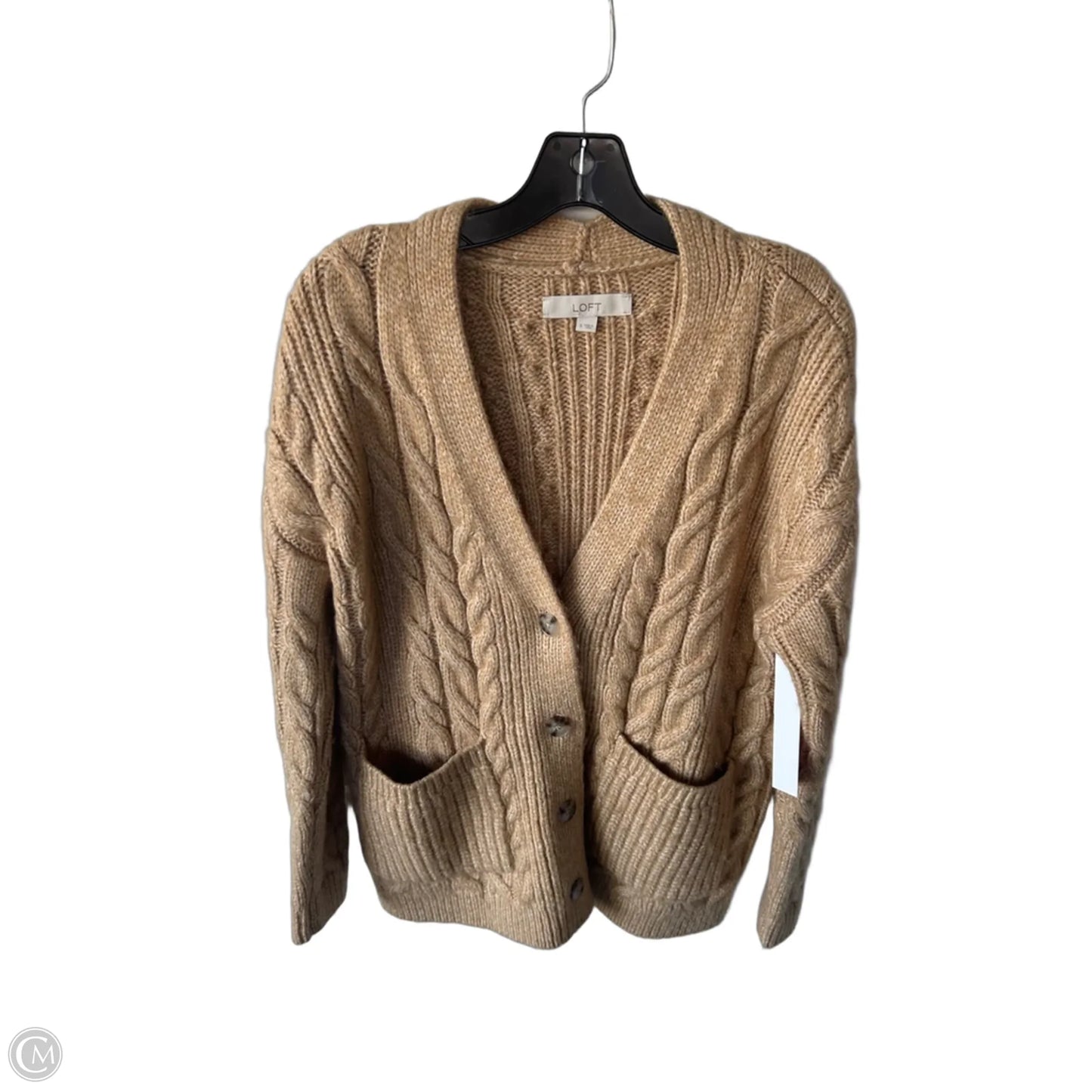 Sweater Cardigan By Loft In Tan, Size: S