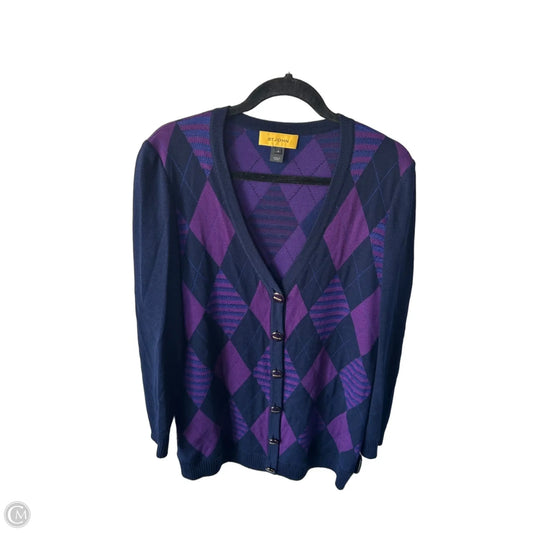 Sweater Cardigan By St. John In Blue & Purple, Size: M