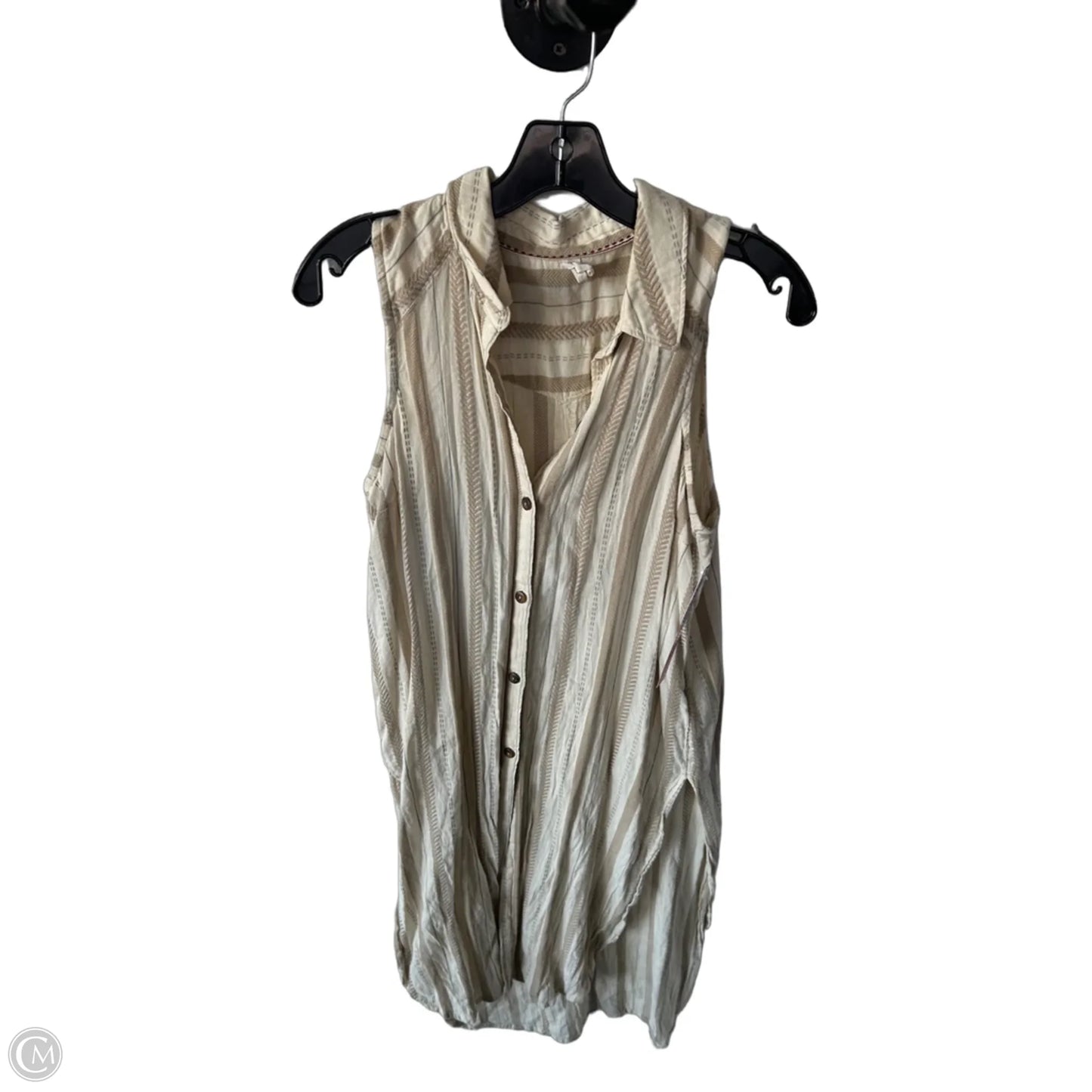 Tunic Sleeveless By Anthropologie In Cream & Tan, Size: M