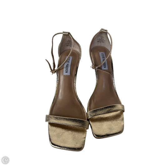 Sandals Heels Stiletto By Steve Madden In Gold, Size: 8