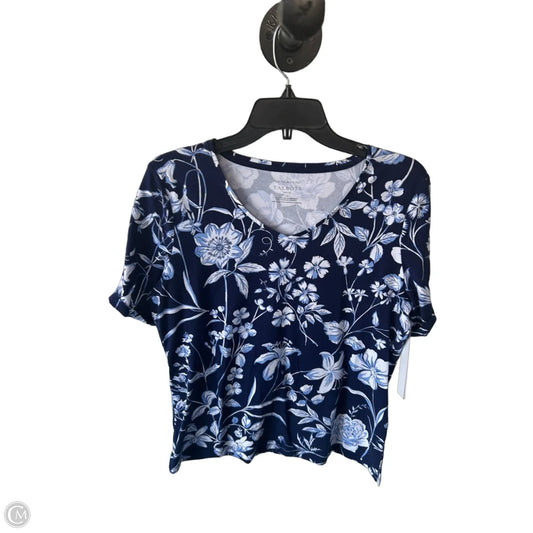 Top Short Sleeve By Talbots In Blue & White, Size: Lp