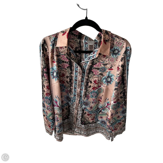 Top Long Sleeve By Chicos In Black & Pink, Size: M