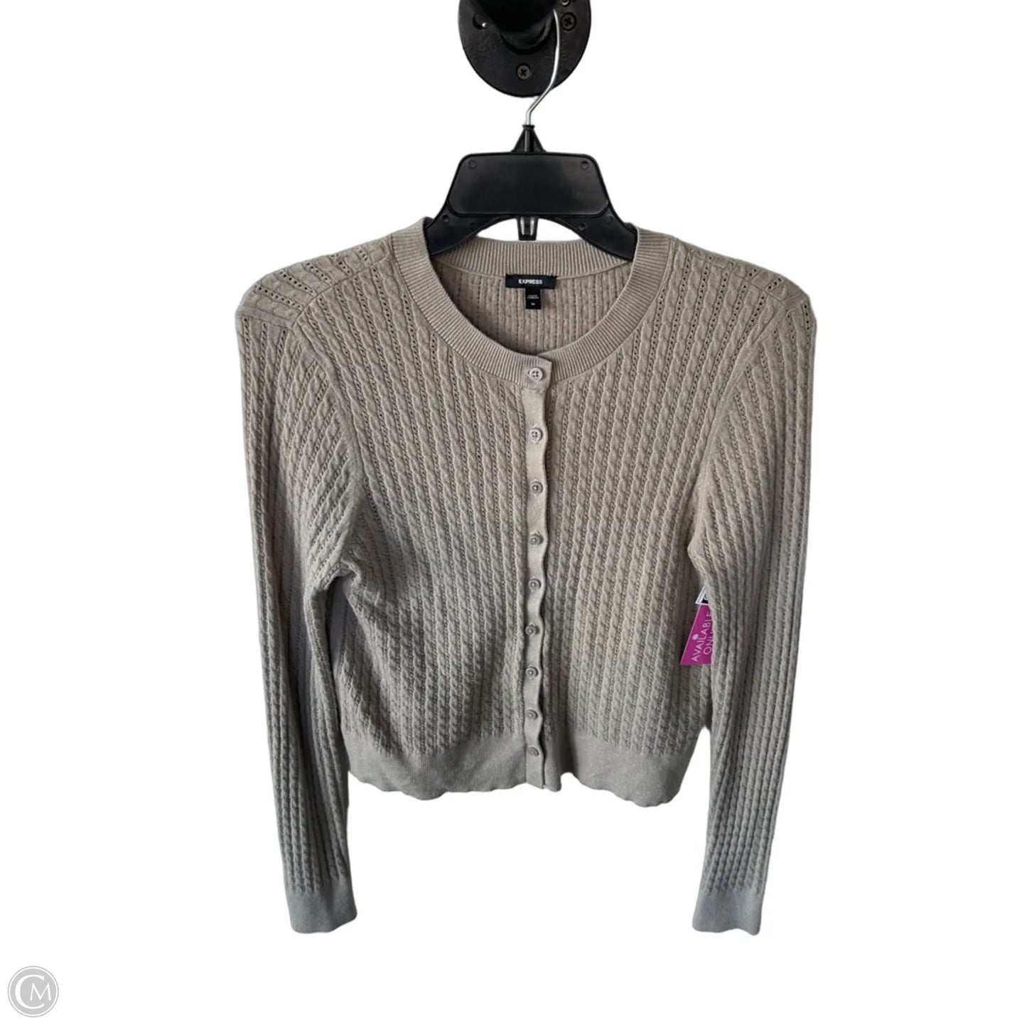 Sweater Cardigan By Express In Taupe, Size: M