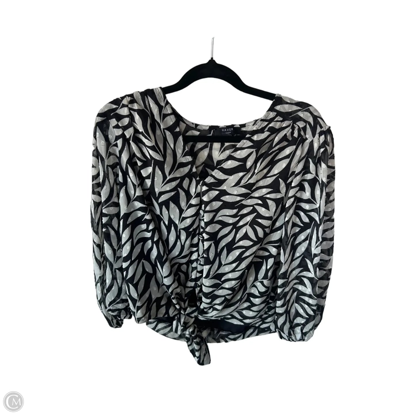 Top 3/4 Sleeve By Cmc In Black & Cream, Size: L