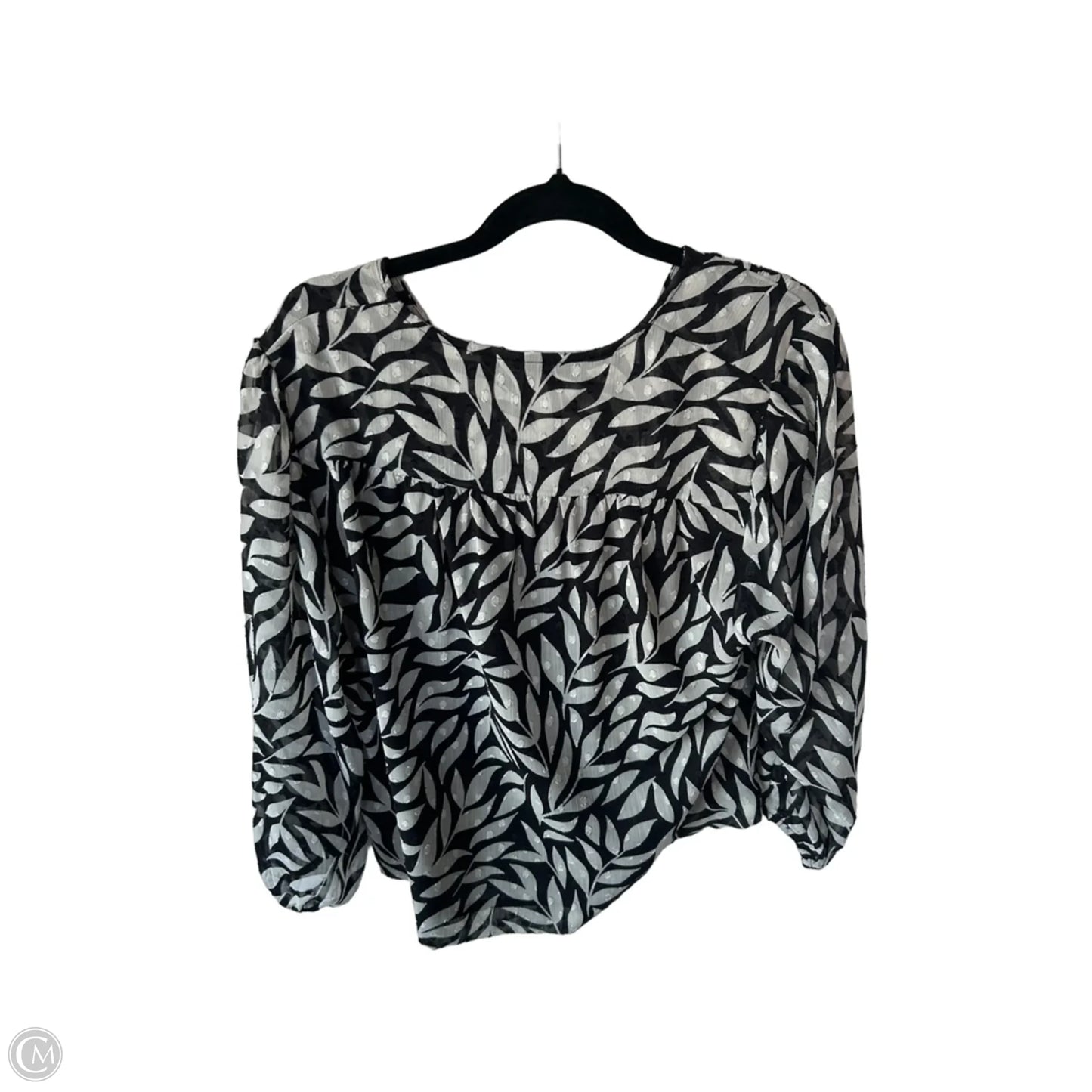 Top 3/4 Sleeve By Cmc In Black & Cream, Size: L