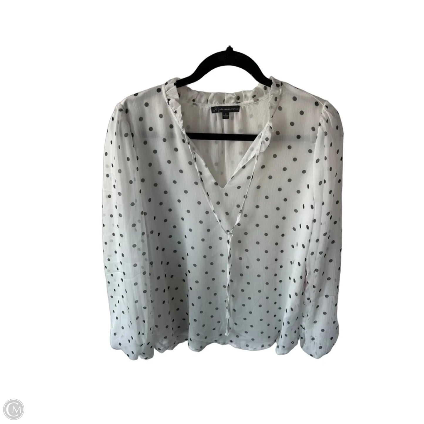 Top Long Sleeve By Adrianna Papell In Black & White, Size: M