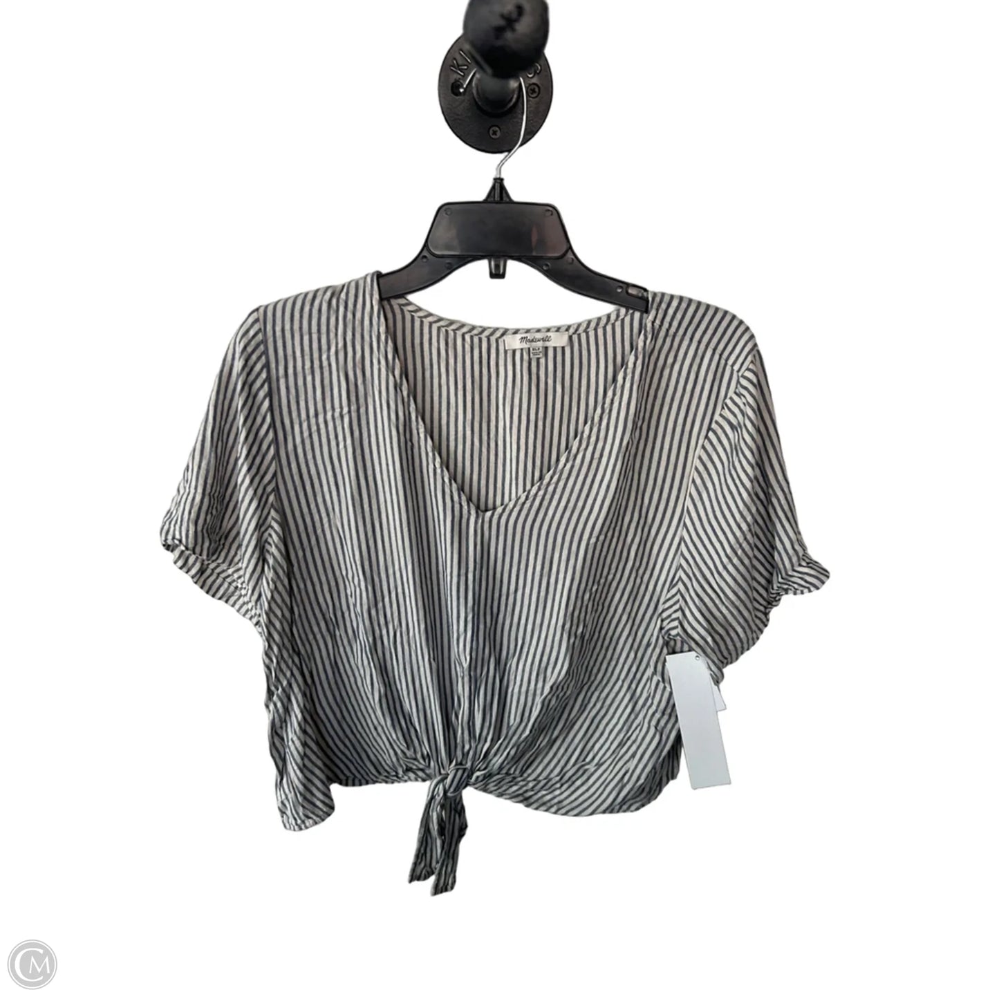 Top Short Sleeve By Madewell In Blue & Cream, Size: Xlp
