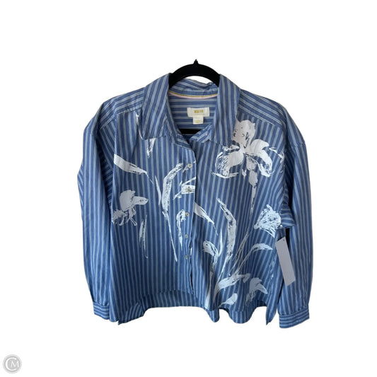 Top Long Sleeve By Anthropologie In Blue & White, Size: Xs