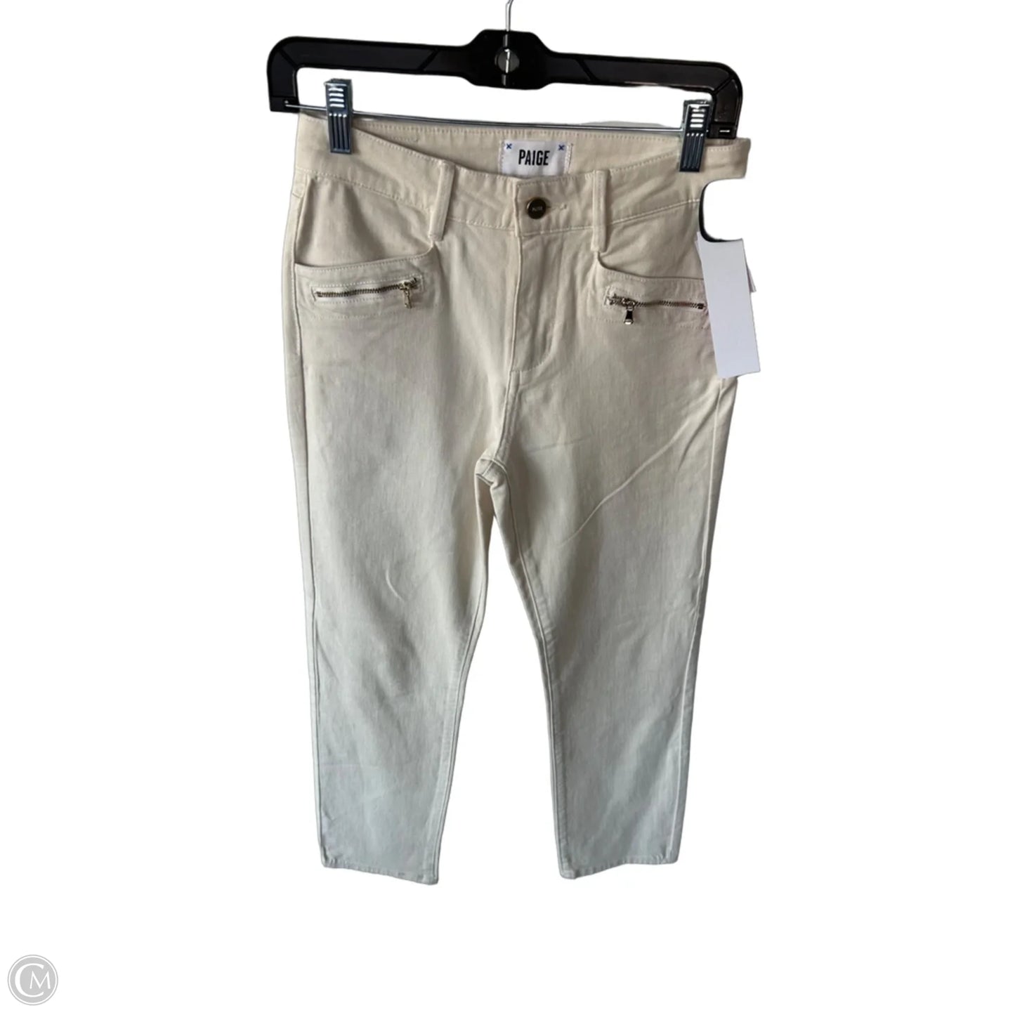 Jeans Straight By Paige In Cream Denim, Size: 2