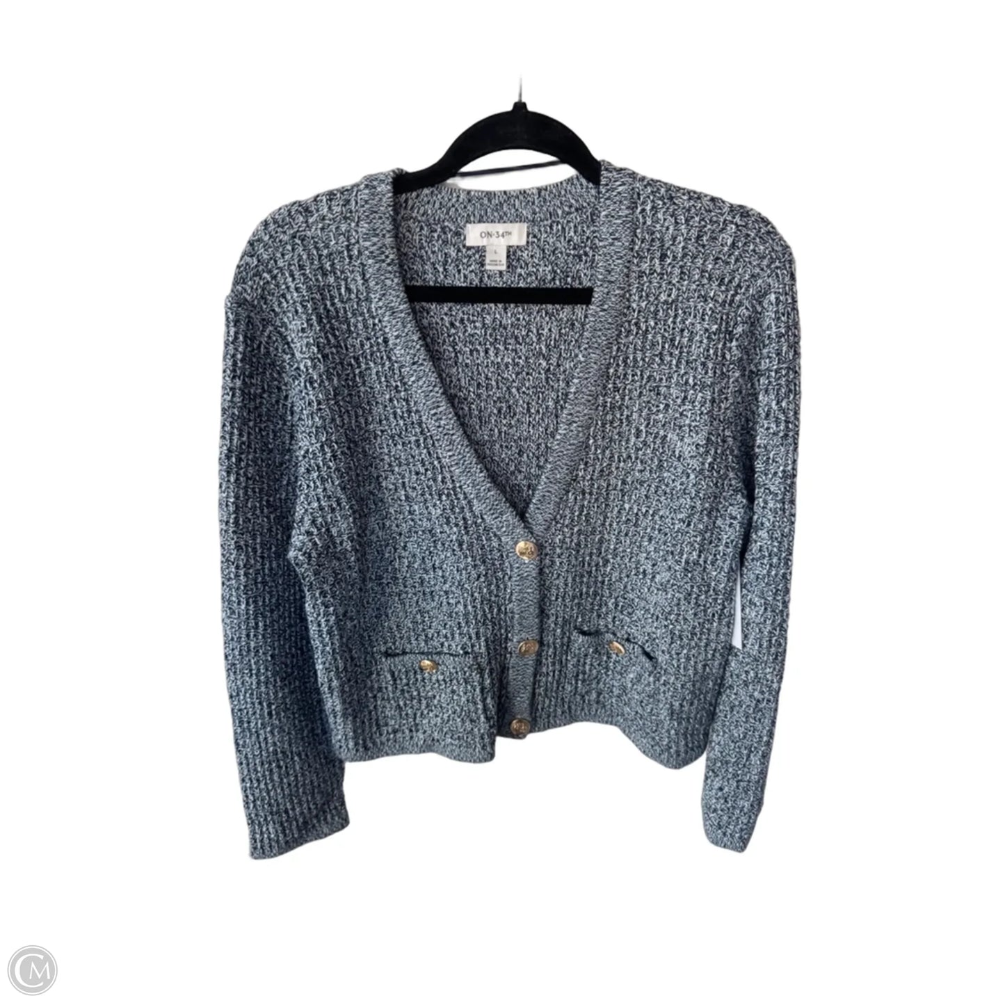 Sweater Cardigan By On 34th In Blue & White, Size: L