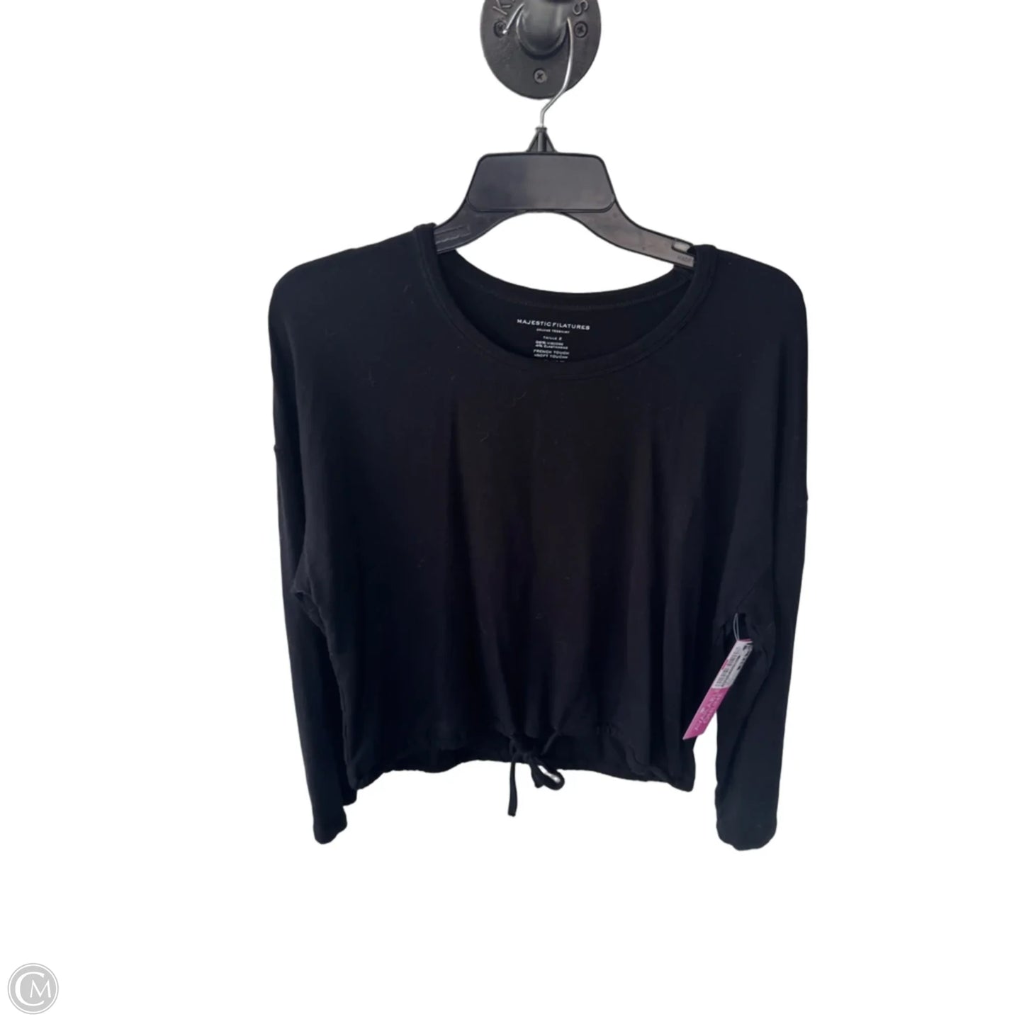 Top Long Sleeve By Majestic Filatures In Black, Size: S
