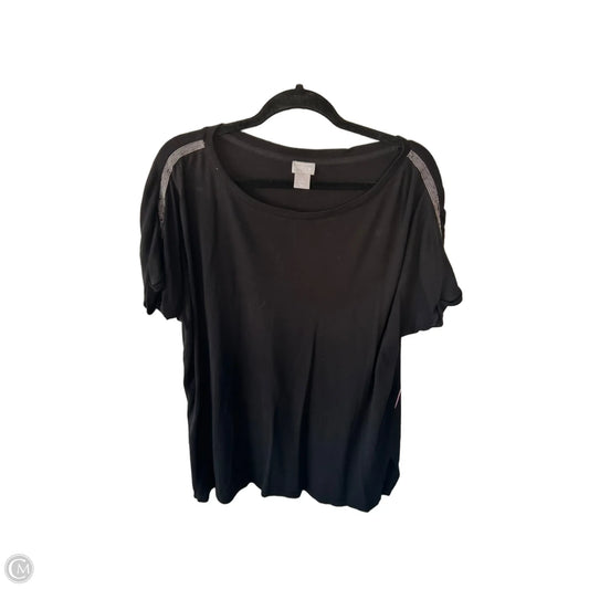 Top Short Sleeve By Chicos In Black, Size: L