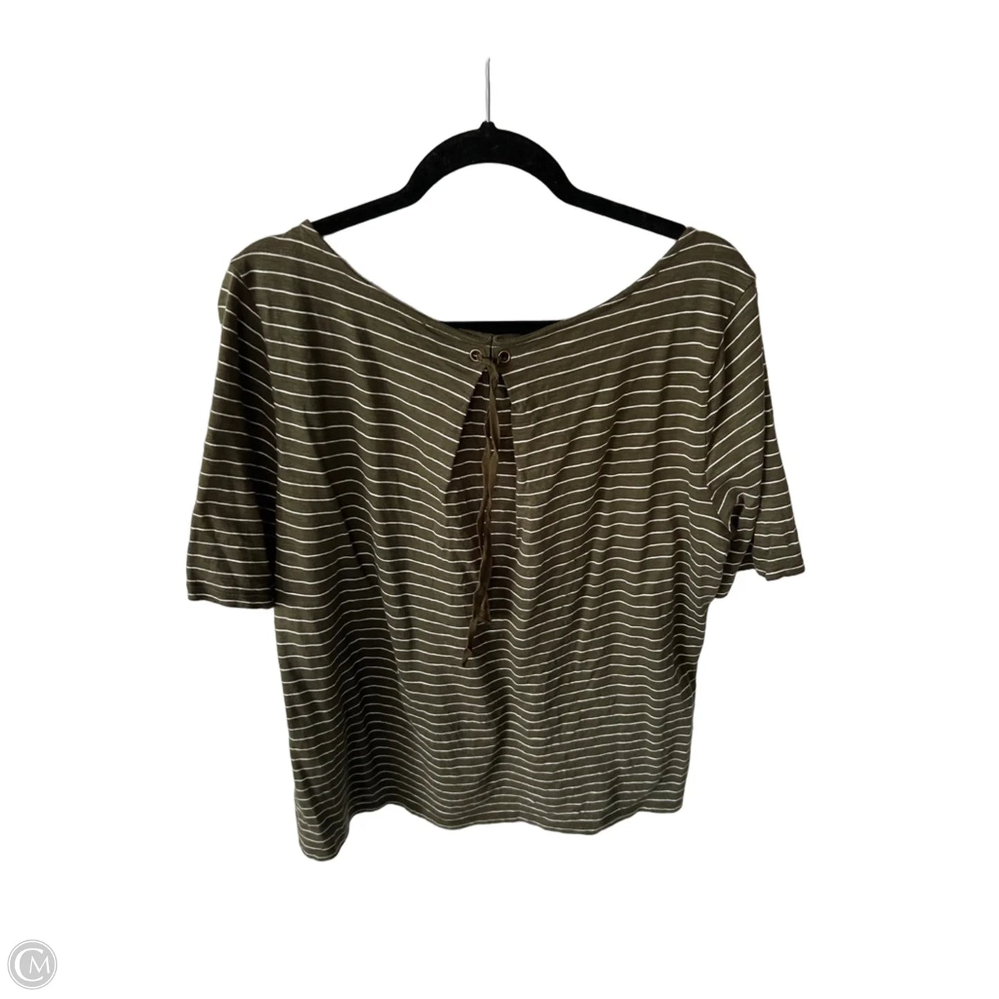 Top Short Sleeve By Talbots In Green & White, Size: L