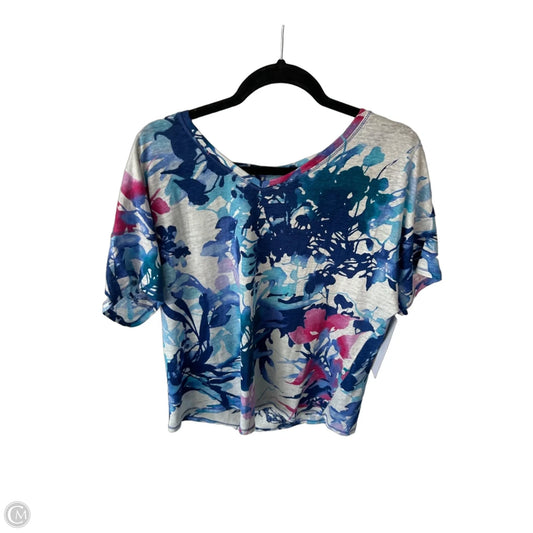 Top Short Sleeve By Chicos In Blue & White, Size: L
