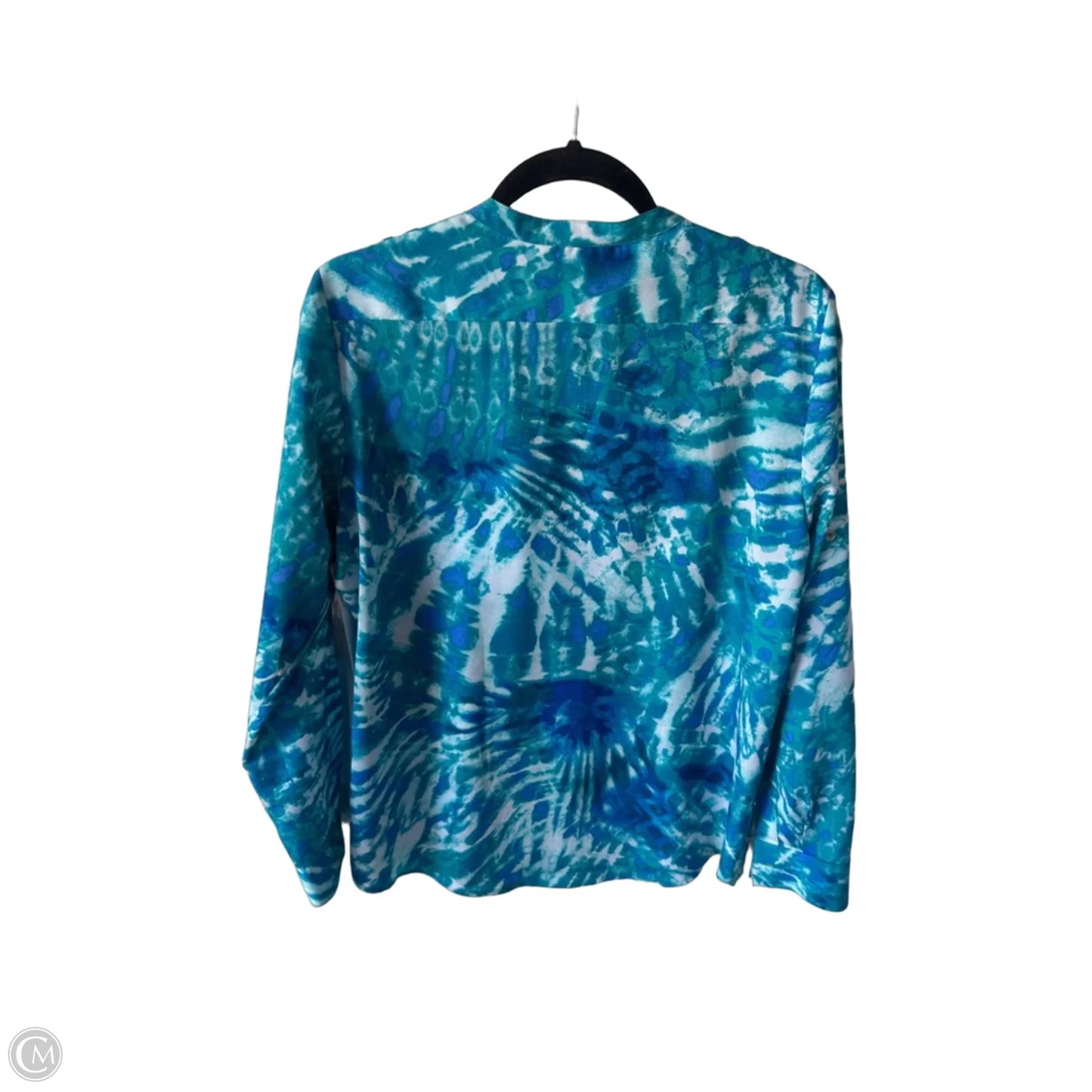 Top Long Sleeve By Calvin Klein In Blue & White, Size: M