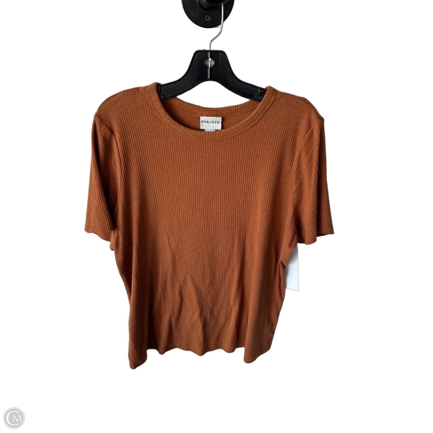 Top Short Sleeve Basic By Ava & Viv In Orange, Size: Xl