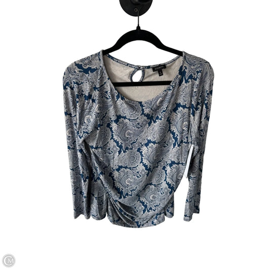 Top Long Sleeve By Talbots In Blue & Cream, Size: M