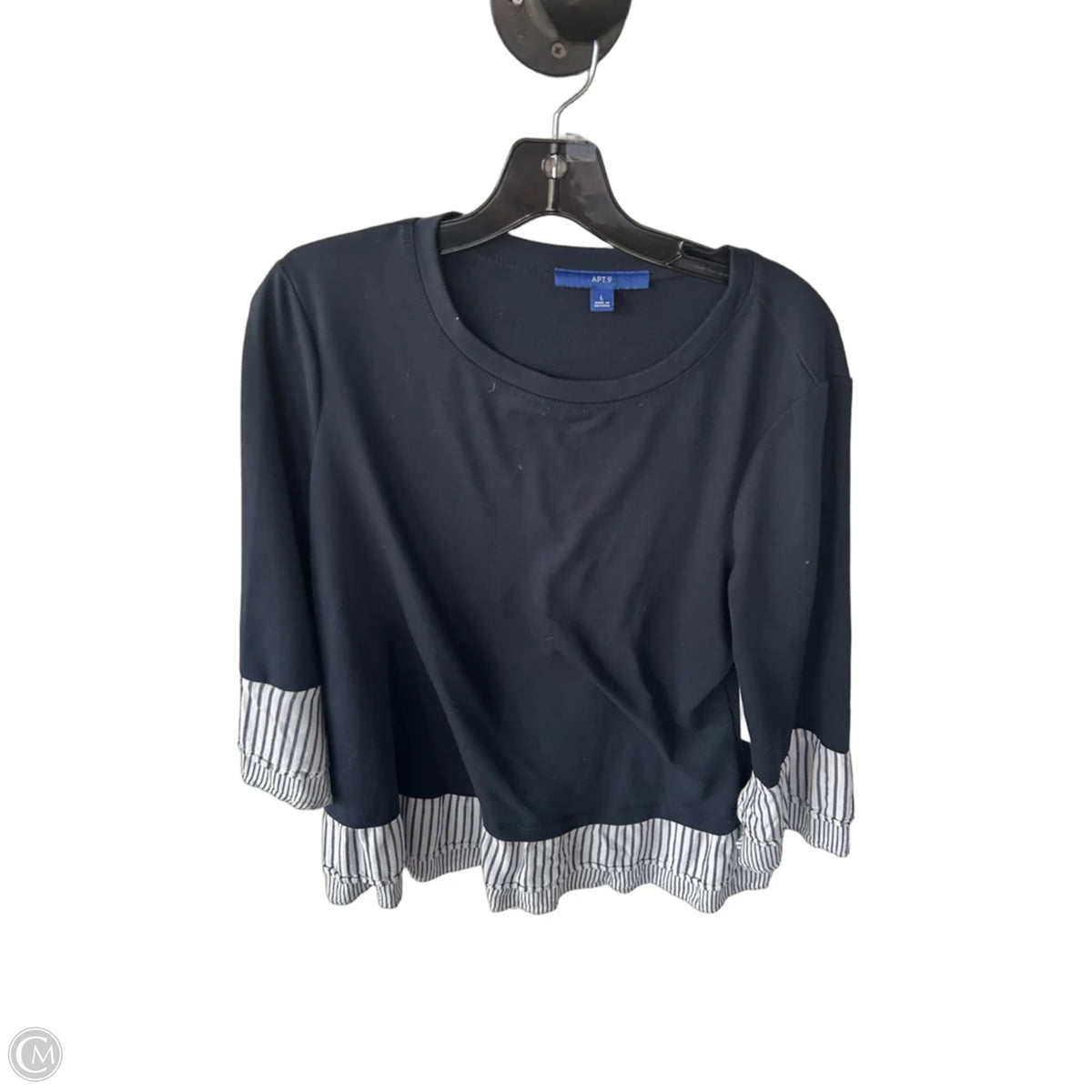 Top Long Sleeve By Apt 9 In Blue & White, Size: L