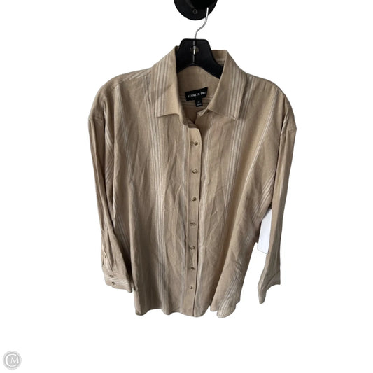 Top Long Sleeve By Kenneth Cole In Tan & White, Size: Xs
