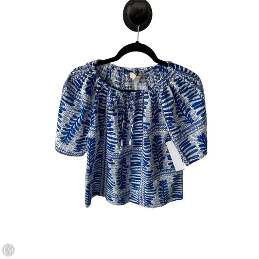 Top Short Sleeve By Loft In Blue & White, Size: Xs