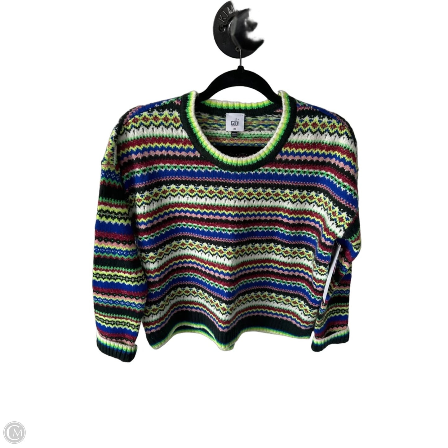 Sweater By Cabi In Green & White, Size: Xs