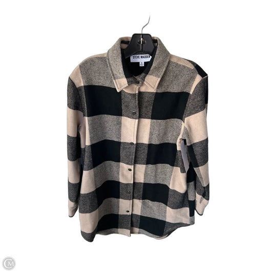 Jacket Shirt By Steven In Black & Tan, Size: S