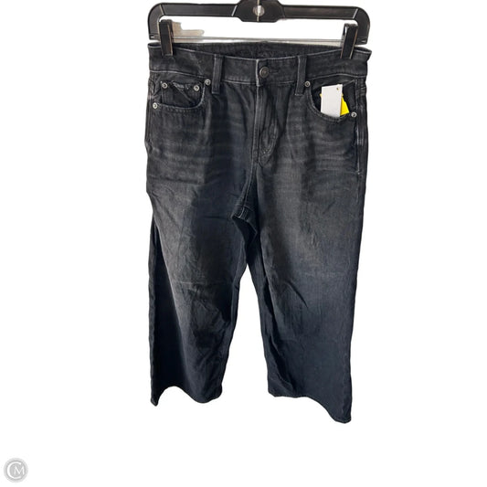 Jeans Wide Leg By American Eagle In Black Denim, Size: 0