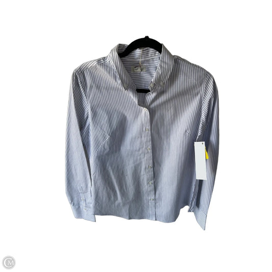 Top Long Sleeve By Cutter And Buck In Blue & White, Size: M