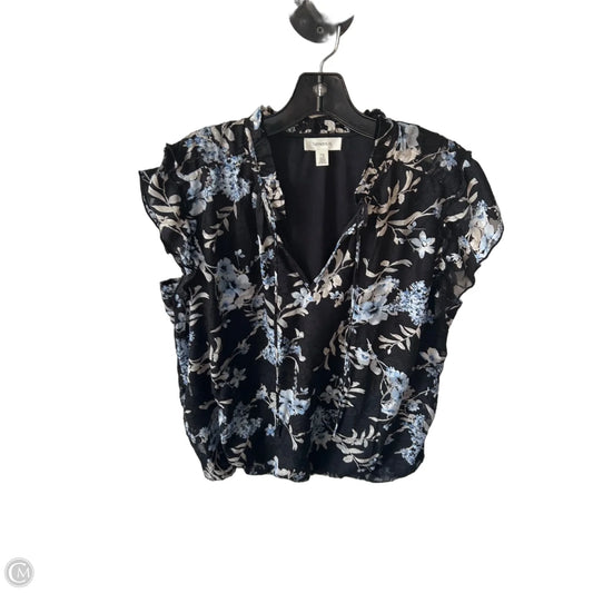 Top Short Sleeve By Tamara H In Black & Blue, Size: L