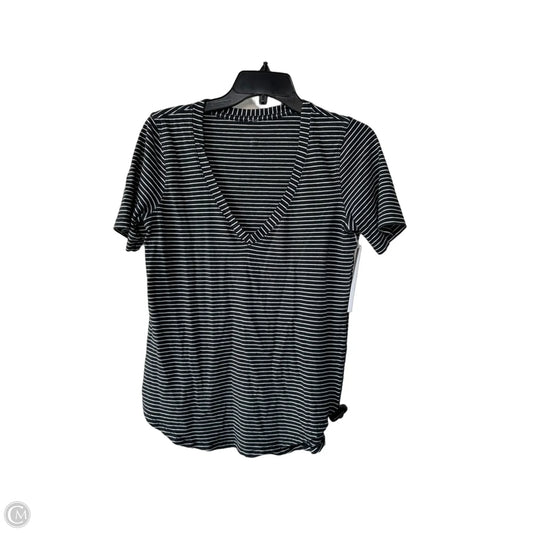 Athletic Top Short Sleeve By Lululemon In Black & White, Size: M