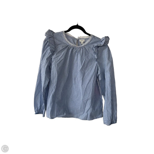 Top Long Sleeve By J. Crew In Blue & White, Size: M