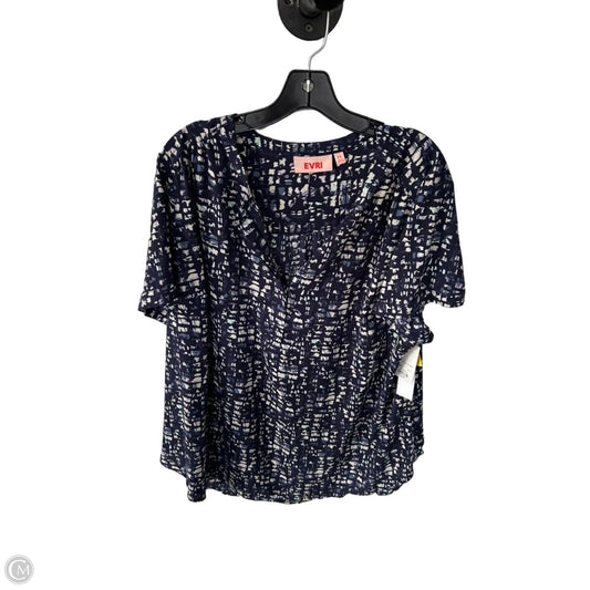 Top Short Sleeve By Evri In Blue & White, Size: 2x