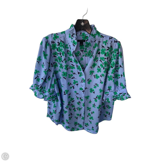Top Short Sleeve By Ann Taylor In Blue & Green, Size: M
