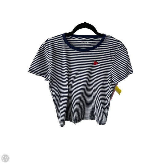 Top Short Sleeve Basic By J. Crew In Blue & White, Size: M