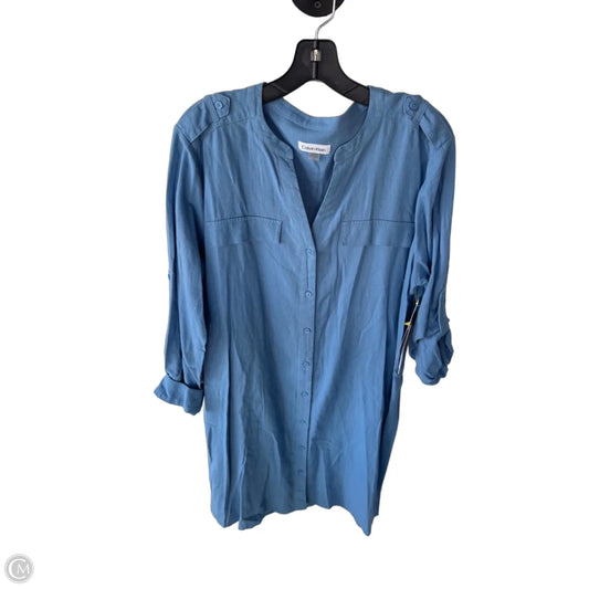 Dress Casual Midi By Calvin Klein In Blue, Size: L
