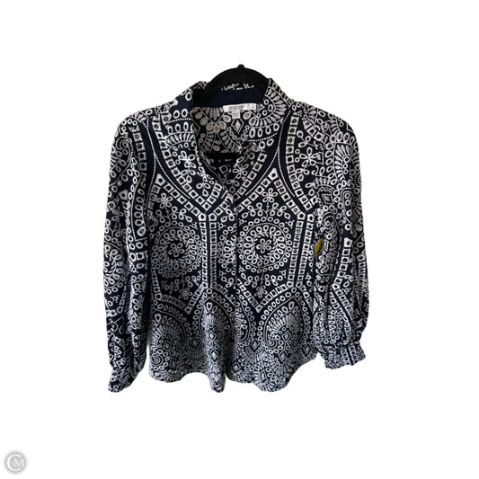 Top Long Sleeve By Chicos In Blue & White, Size: S