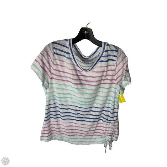Top Short Sleeve Basic By Talbots In Blue & White, Size: L