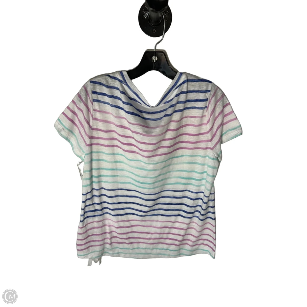 Top Short Sleeve Basic By Talbots In Blue & White, Size: L