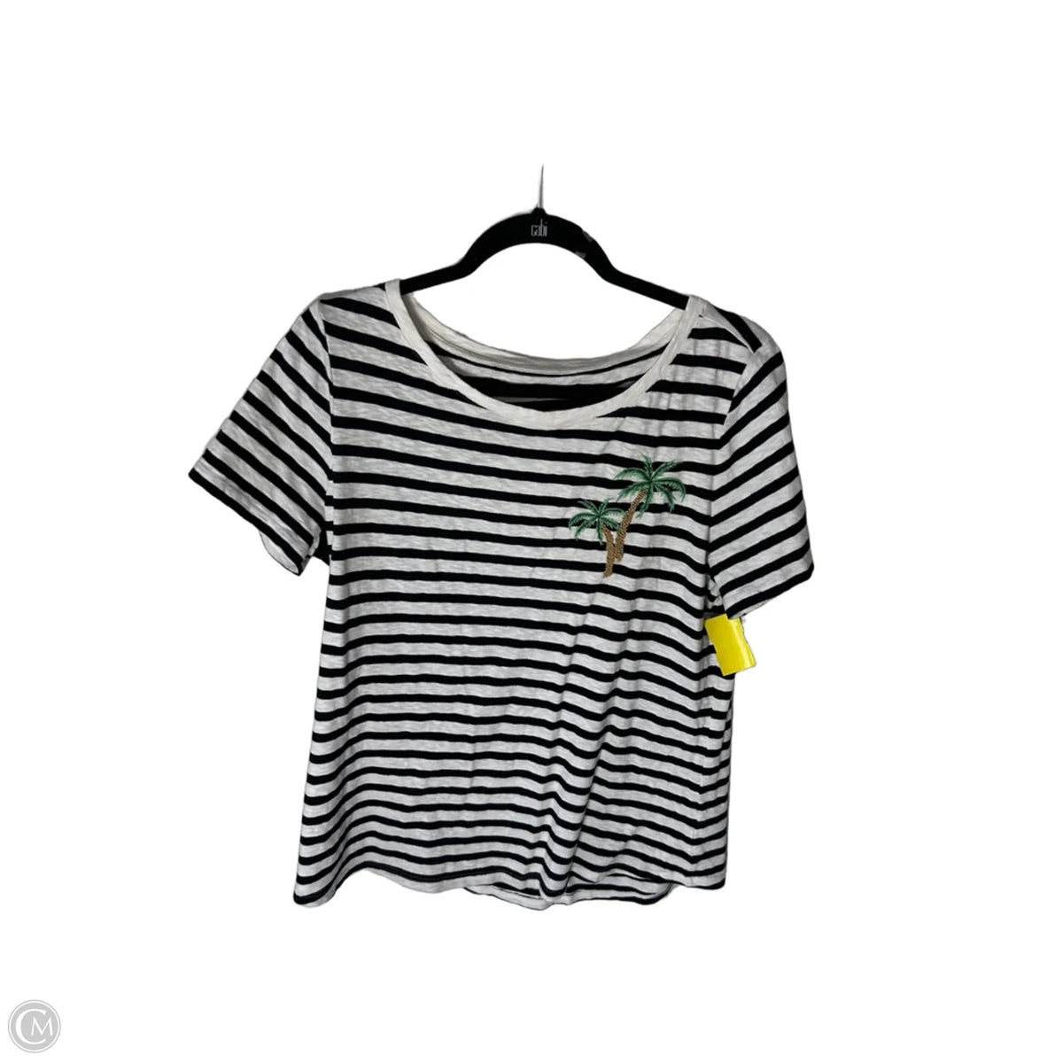 Top Short Sleeve Basic By Talbots In Black & White, Size: L