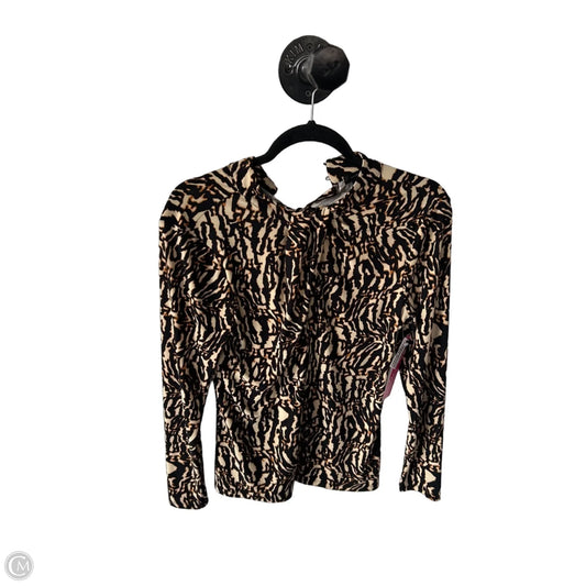 Top Long Sleeve By Halogen In Black & Cream, Size: M