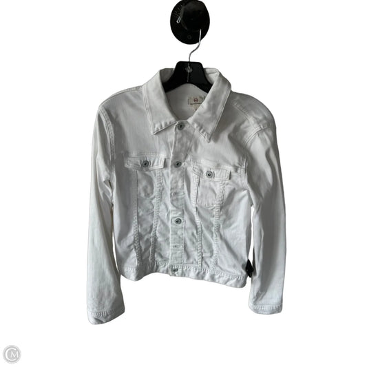 Jacket Denim By Ag Jeans In White Denim, Size: L