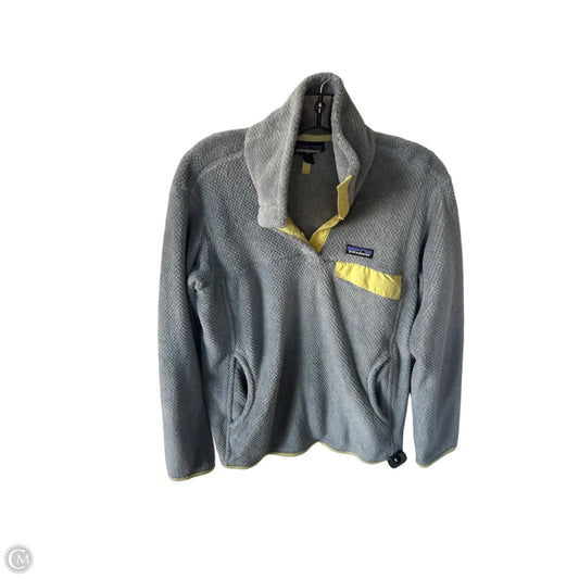 Jacket Fleece By Patagonia In Grey & Yellow, Size: L