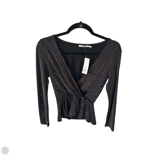Top Long Sleeve By Miami In Black & Gold, Size: S