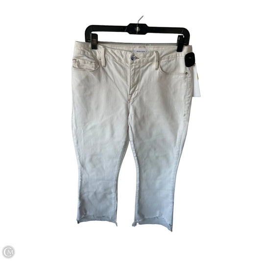 Jeans Cropped By Frame In Cream Denim, Size: 8
