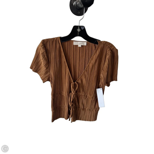 Top Short Sleeve By Loft In Tan, Size: Xs