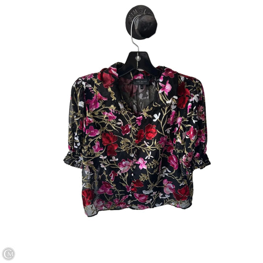 Top Short Sleeve By Ted Baker In Black & Red, Size: S