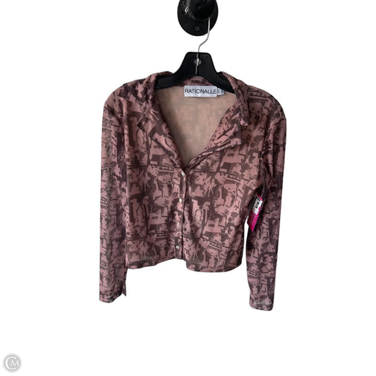 Top Long Sleeve By Cmc In Brown & Pink, Size: Xs