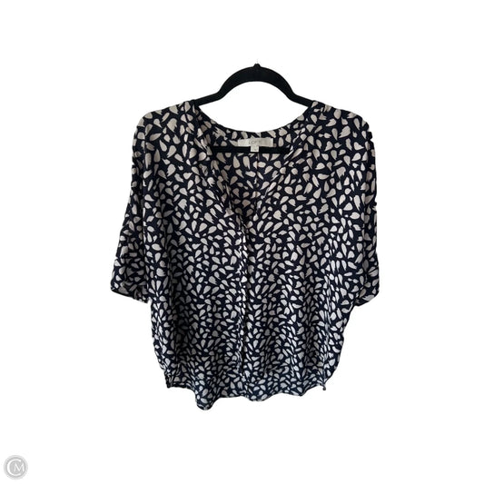 Top Short Sleeve By Loft In Black & Green, Size: L
