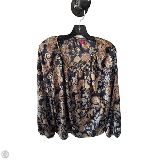 Top Long Sleeve By Vince Camuto In Blue & Yellow, Size: Xl